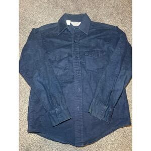 Vintage 1970s G.H. Bass & Co. Blue Cotton Flannel Button Down Shirt size M